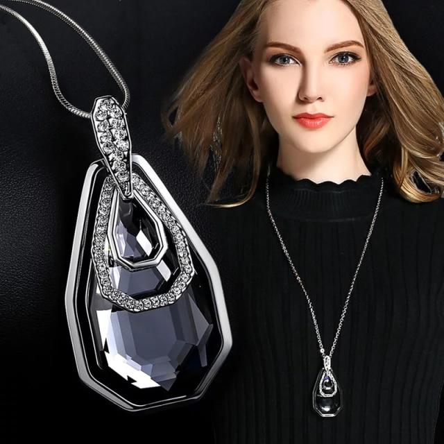 

Поступление Длинные ожерелья для женщин Модные серые хрустальные колье-чокер Женские ожерелья и подвески Аксессуары