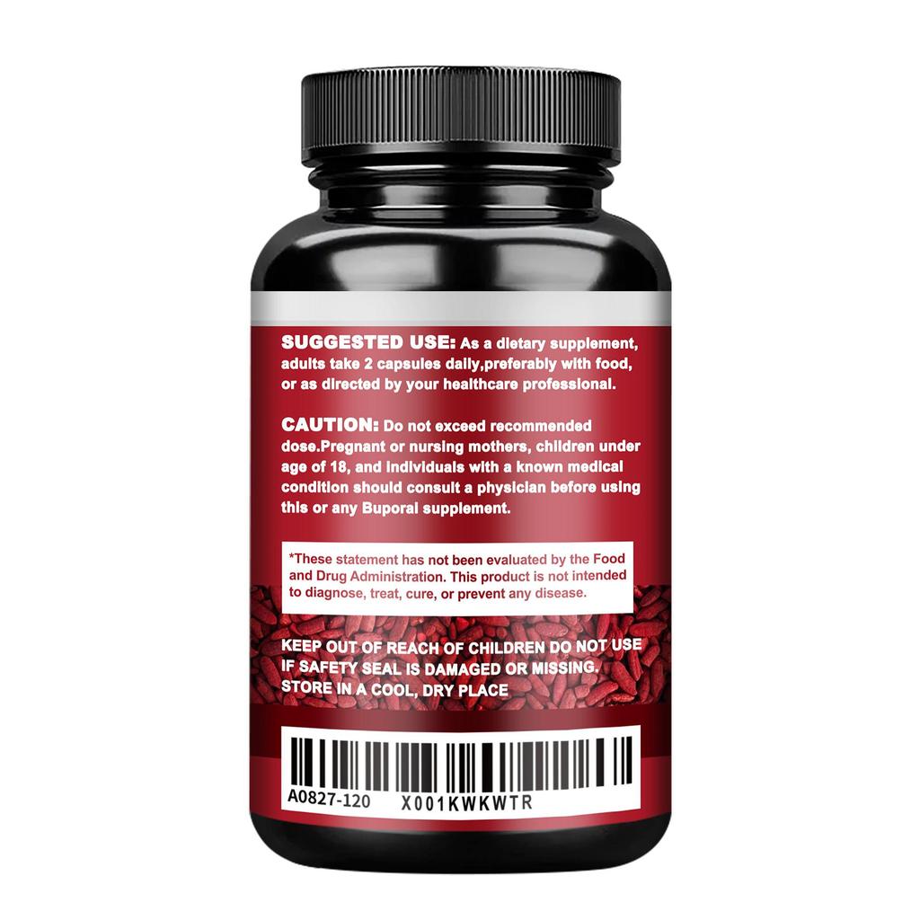 Red Yeast Rice with CoQ10 Supplement - Extra Strength Red Yeast Rice 1200 Mg. CoQ10 100 Mg Capsule Per Serving