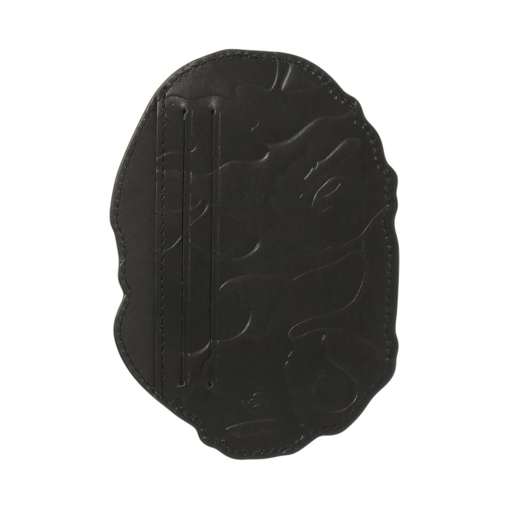 A Bathing Ape Embossed Leather Card Holder Unisex Accessories Black 1L30190012