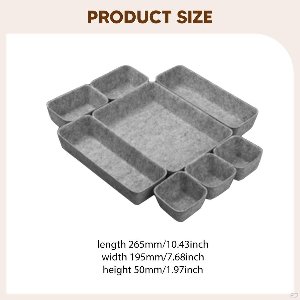 8 Pieces Felt Drawer Organizer Tray Containers Multipurpose Space Saving Dividers Desk