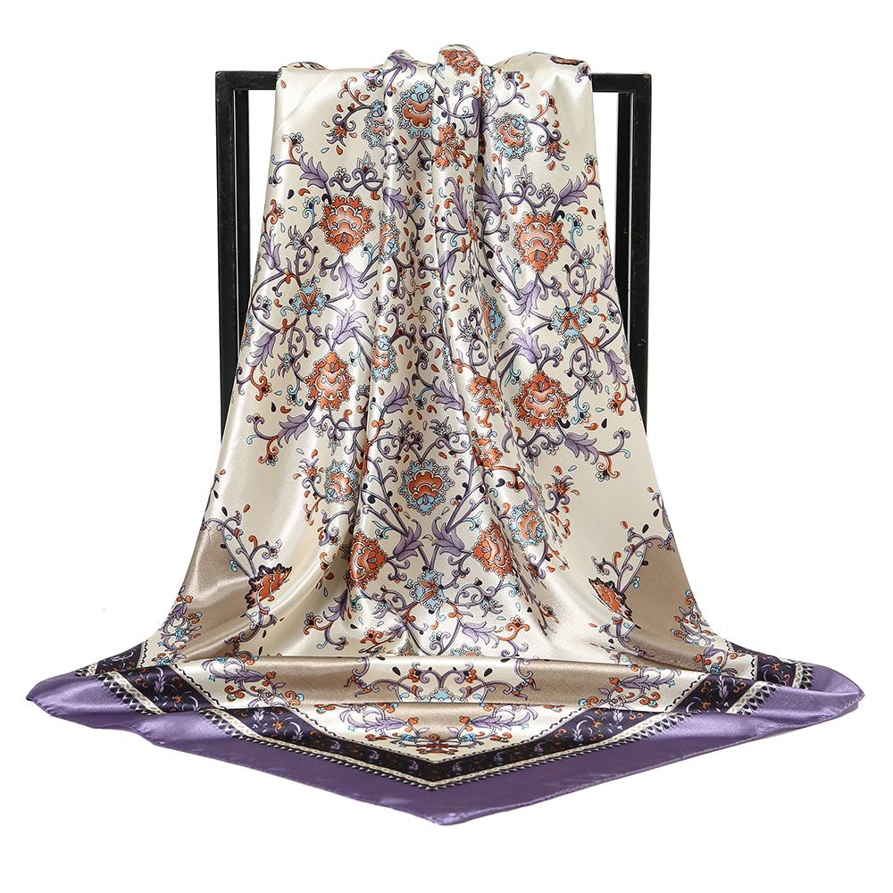 Fashion Print 90cm Square Silk Scarf Shawl Women's Hair Accessory Stylish Packaging Decorative Accessories