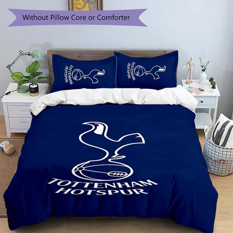 3pcs Tottenham Hotspur F.C pattern bedding set duvet cover set includes duvet cover &pillowcases,perfect all season bedroom decoration&gift