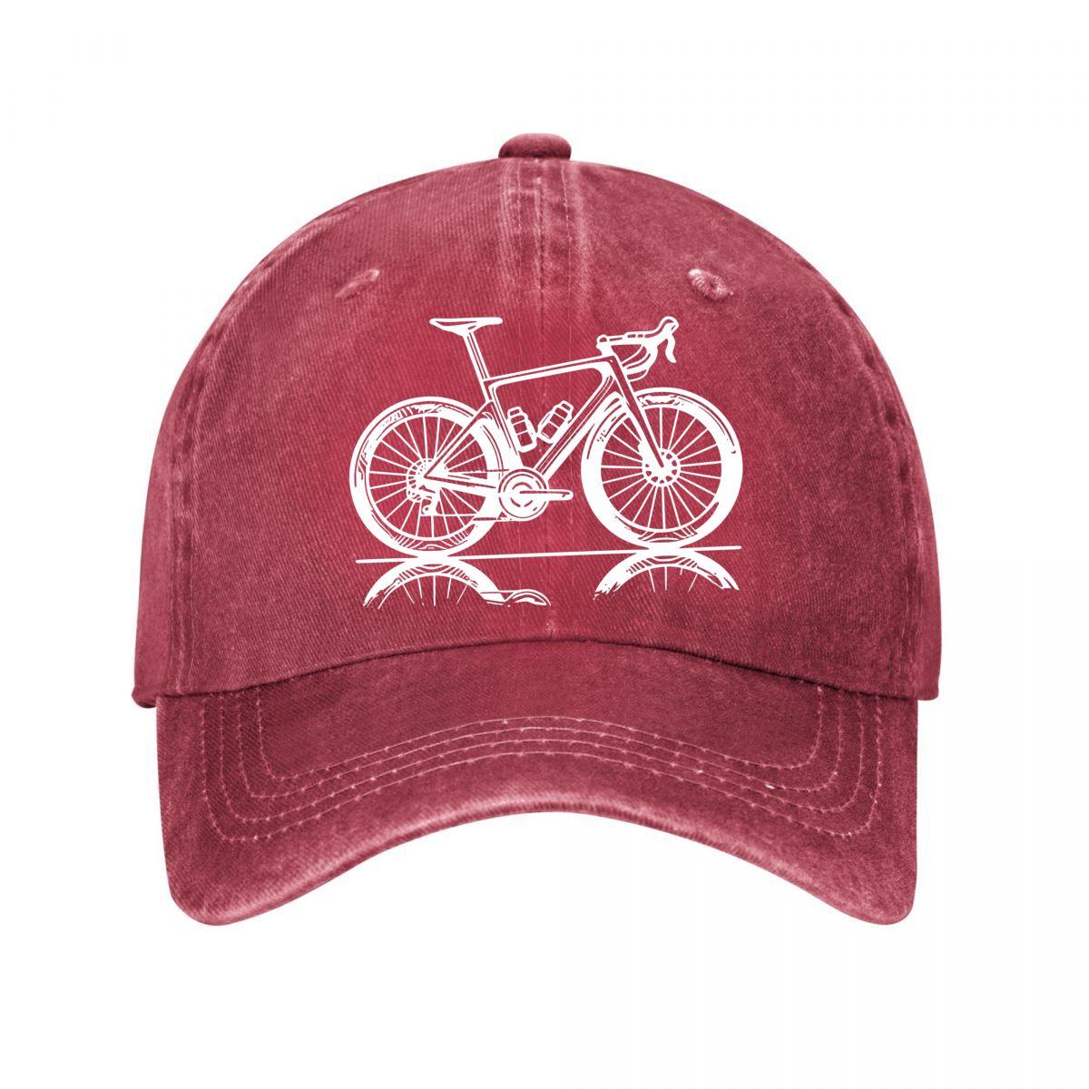 Road Bike Printed Baseball Cap Speed Bike Print Stylish and Adjustable Washed Baseball Cap Adjustable