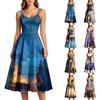 Damen Freizeit Ärmelloses Rundhals Halloween Print Kleid für Party-Kleidung