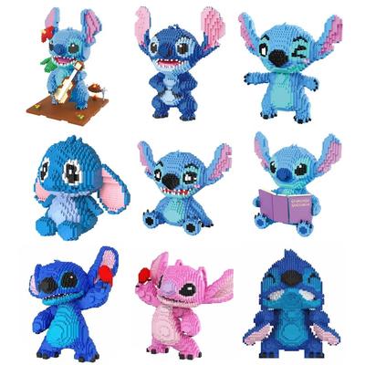 Blocuri de construcție Anime Stitch Înger Scrump Ținând Chitară Carte Model Stitch Jucării Asamblate DIY pentru Copii Figurină Mini Cărămidă