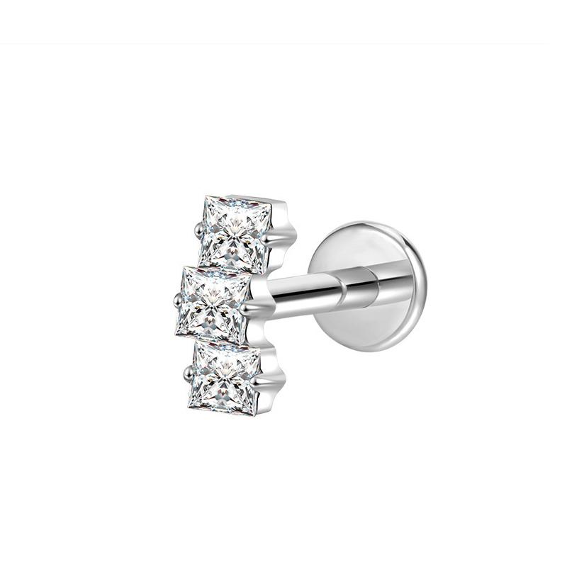 Hot Sale Body Jewelry: Titanium Labret Flatback Tragus Earring Stud Internal Thread Zircon Rings