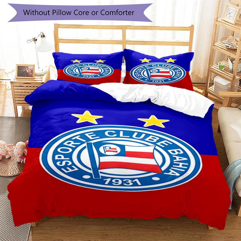 Bahia Fc Crest Emblem Printed Pattern Duvet Cover Set – Includes 1 Duvet Cover and 2 Matching Pillowcases Bedroom Decor Christmas Gifts
