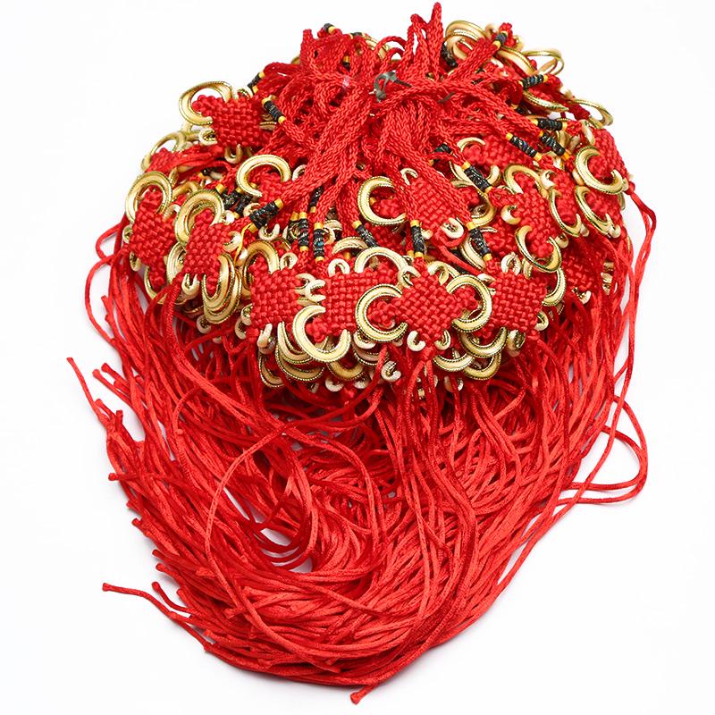 Small Chinese Knot Pendant DIY Tassel - Festive Red 6/8 Plate Hanging Ornament