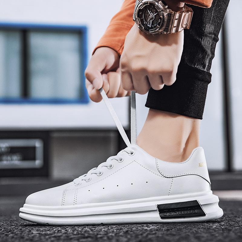Nuevas zapatillas blancas para hombres zapatillas de cuero de PU planas  tabla Casual Cómodo Hombres Running Zapatos deportivos comprar a buen  precio — entrega gratuita, reseñas reales con fotos — Joom