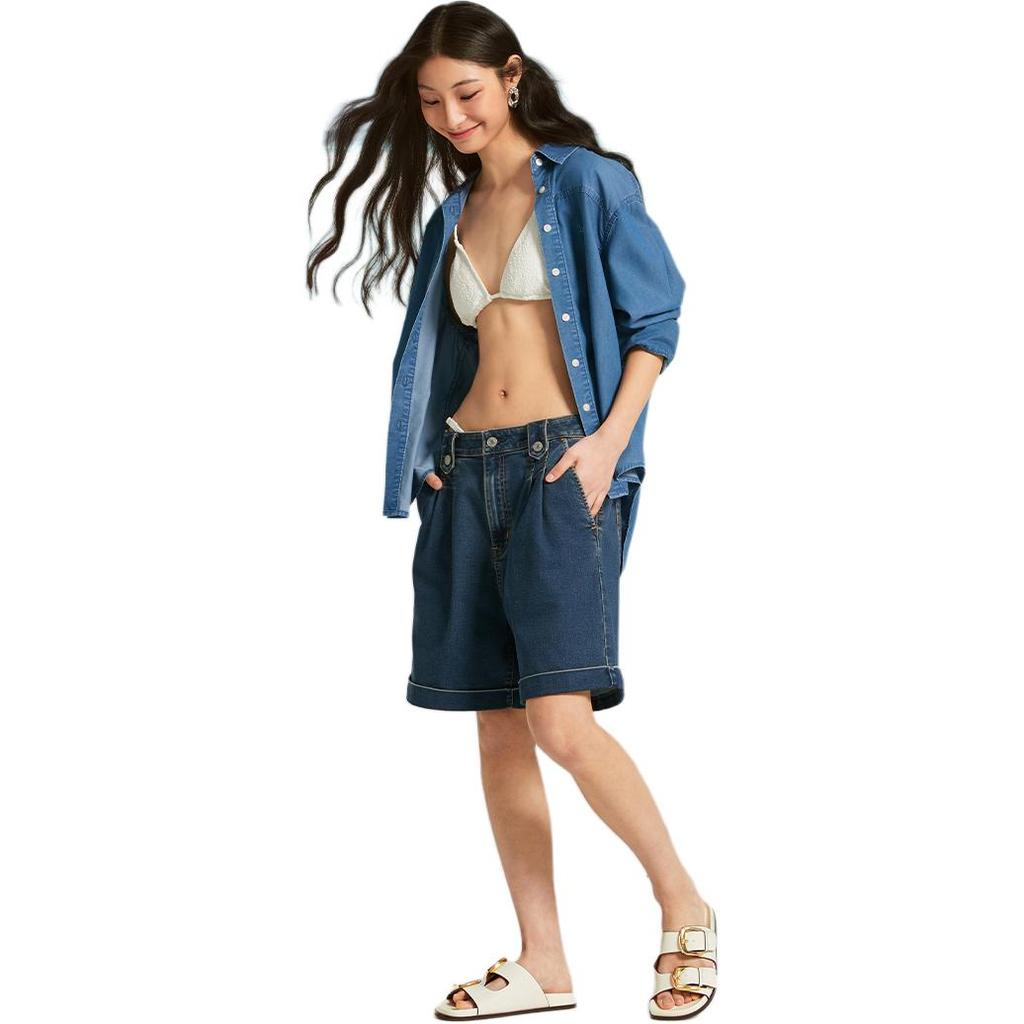 Levis SS23 Cool Series SS25 Left Chest Letter Embroidery Button Loose Casual Comfortable Minimalist Versatile Commuter Long Sleeve Shirt 003YP-0002