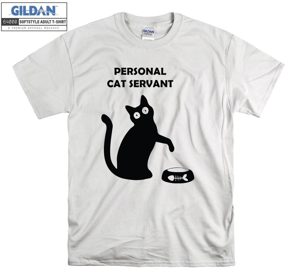 

Личный кошачий слуга Смешной принт на футболке Футболка Мужская Женская Унисекс Футболка 3689 3XL