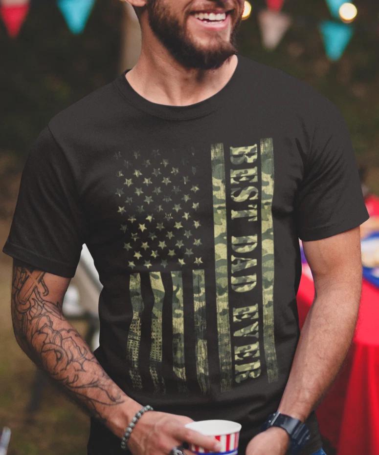 Mens Best Dad Ever American Flag Camo TShirt Fathers Day T shirt Gift Ideas S