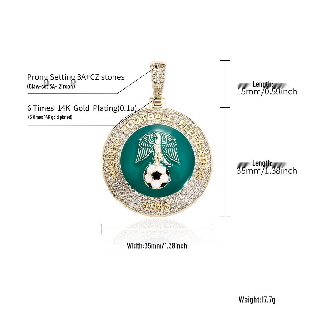 Colier Pandantiv Hip-Hop Insignă Club de Fotbal Ulei Picurător Colorat