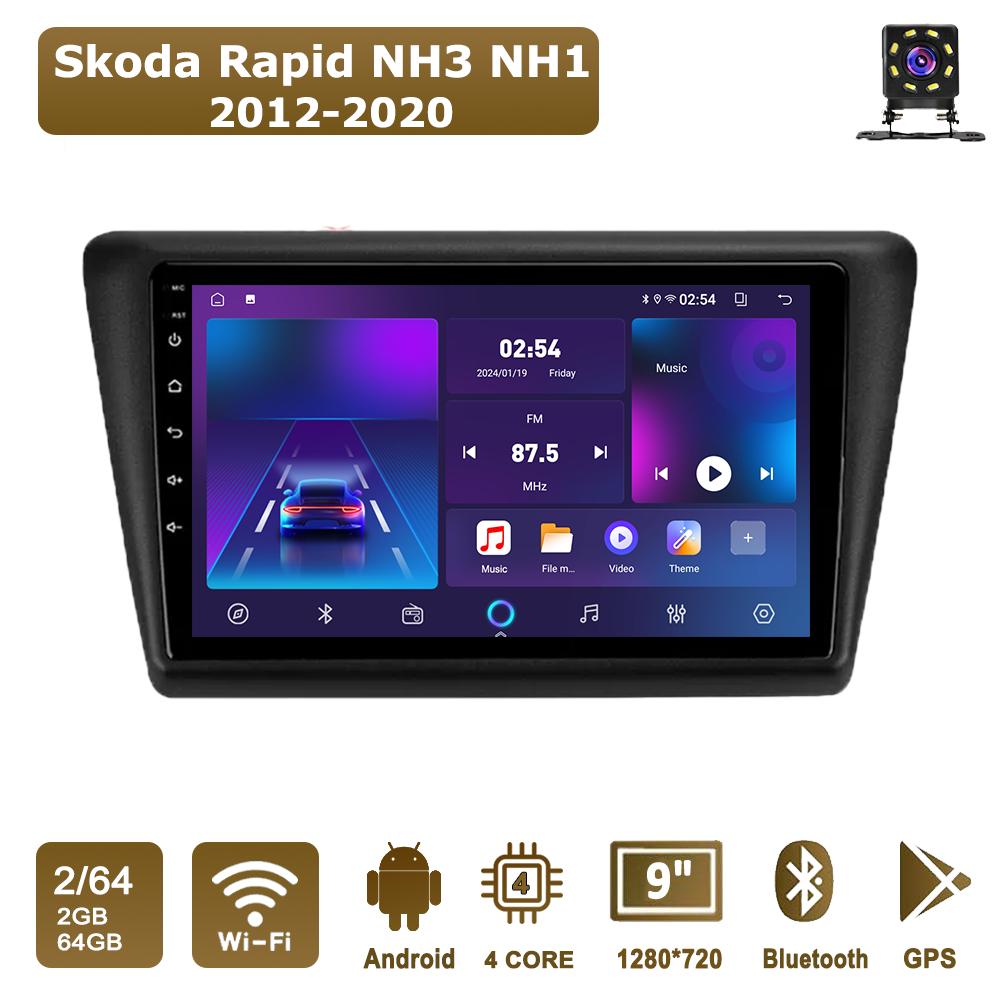 

Автомобильная магнитола Android Car-Play для Skoda Rapid NH3 NH1 2012-2020 Мультимедийный плеер Головное устройство Стерео Навигация GPS BT WIFI, 2+64 ГБ чёрный