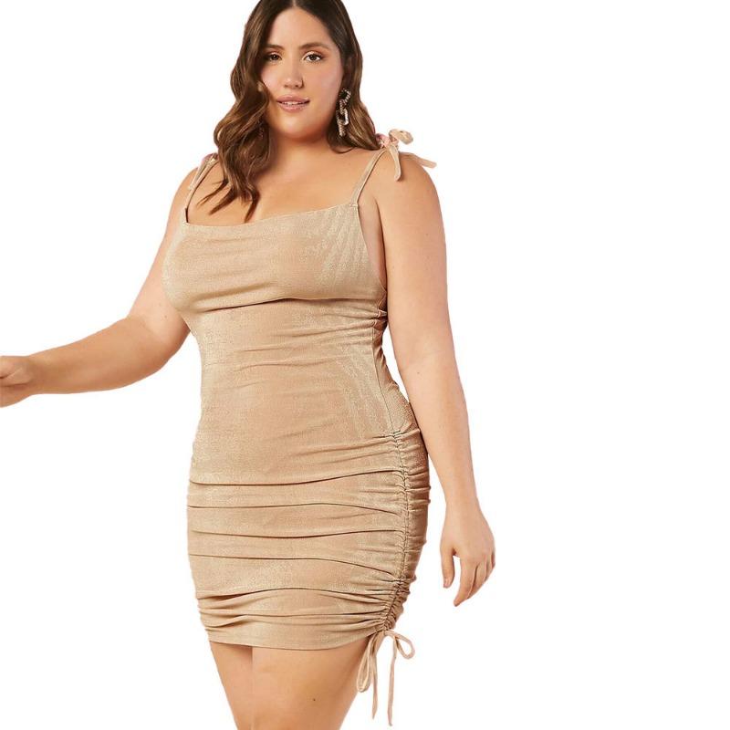 

Летние повседневные обтягивающие платья без рукавов для женщин, однотонное платье, женское платье больших размеров на шнуровке, платье с высокой талией, модное пляжное платье 3XL абрикосовый