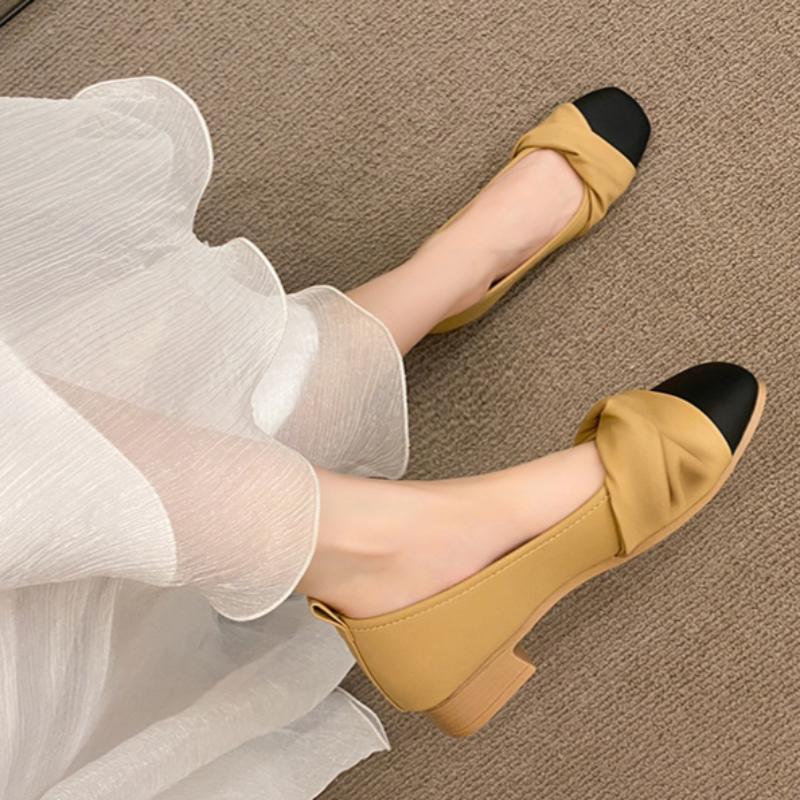 Dámské lodičky, nový večerní styl, ploché, kulaté, nízké, Gommino, malé kožené boty