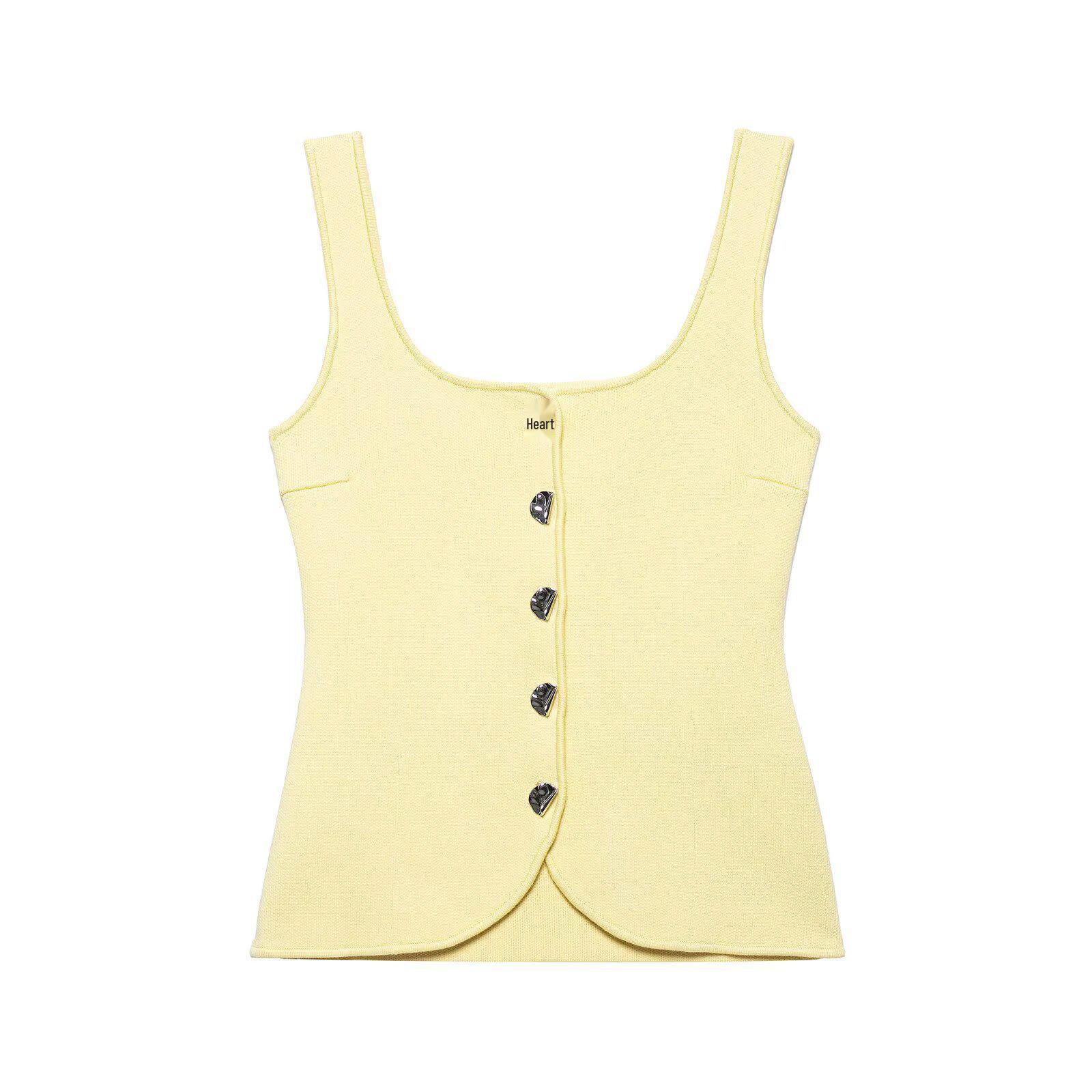 

Spring 2025 Women s Slim Fit Ribbed U-Neck Tank Top - Street Fashion L жёлтый