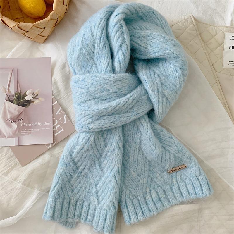 Wool Knitted Scarf for Women in Autumn and Winter New Style Korean Style Versatile High End Thickened Warm Student Scarf