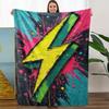 Comfortable Lightning Pattern Fleece Blanket - Soft High-Definition Digital Print All-Season Throw,  Polyester, Machine Wash