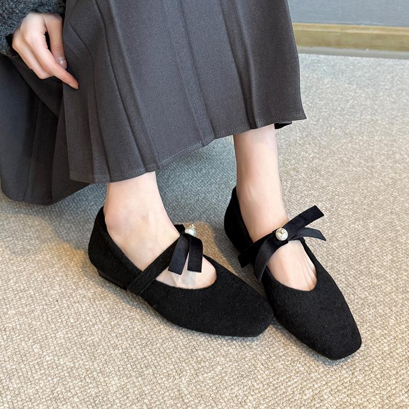 Französische Schleife Damen Plateau-Absatz Party-Schuhe Elegante Damen Herbst Winter Neu Dicker Absatz Mary Jane Schuhe Zapatos Mujer
