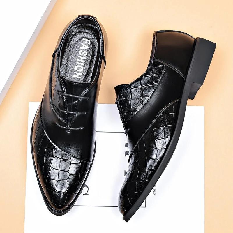 

Plaid With Laces Office Social Shoe Male Splicing Spring Autumn Elegant and Classic Leather Casual Legitimate Men s Formal Shoes 48
