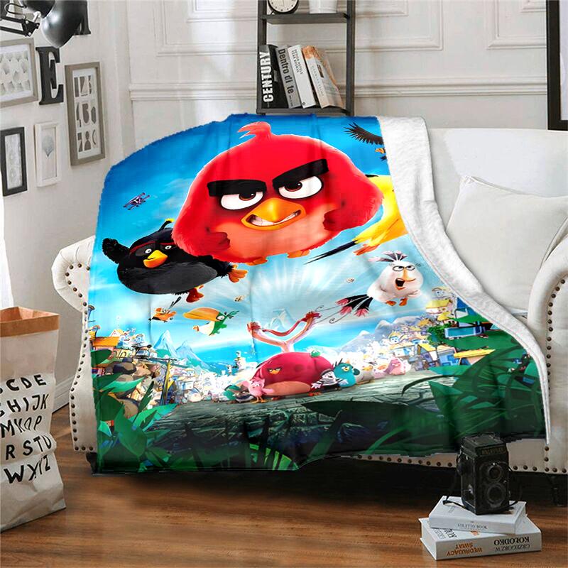 1pc Blanket angry Birds Print Design, Lightweight Blanket for Sofa, Bed- Soft &Warm, Gift for All Seasons like Christmas, Halloween