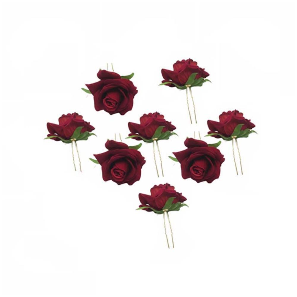 Sweet Rose Hair Forks Chinese Style Bride Flower Side Clips Golden Phoenix Hairpin  Women
