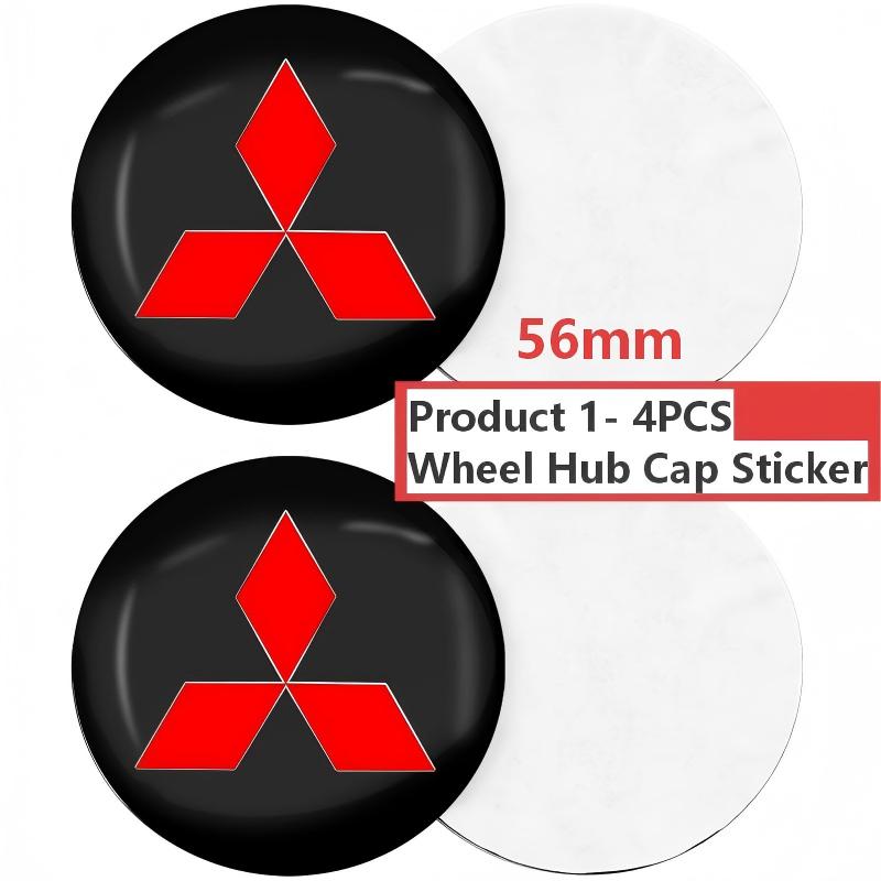 4PCS 56mm Scratch Proof Car Wheel Hub Cap Sticker FitFor Mitsubishi Outlander Xpander Colt ASX Delica Destinator Lancer RALLIART