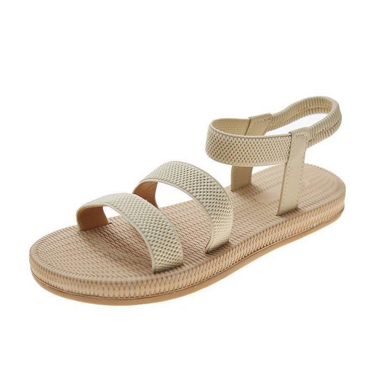

Linen sandals women s 2021 spring new Korean version outer wear trendy casual fairy style flat-soled women s sandals 39 хакі