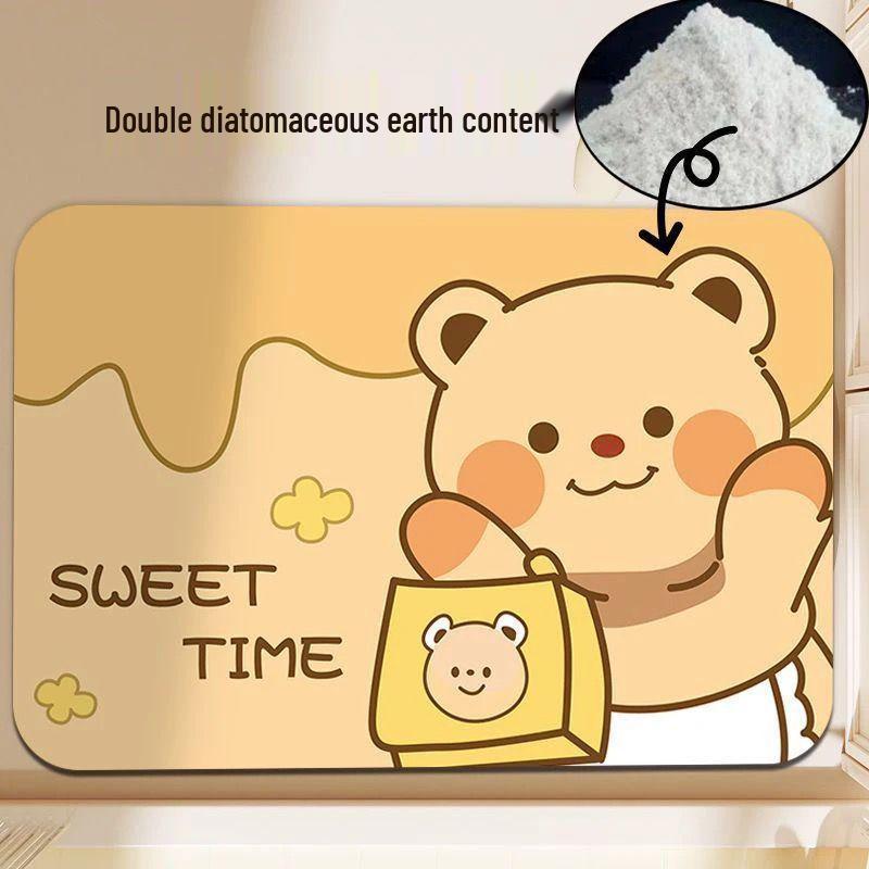 Cartoon Diatomaceous Earth Quick-Dry Non-Slip Bathroom Floor Mat Thick 30x40CM + Absorbent, Quick-Dry, Non-Slip