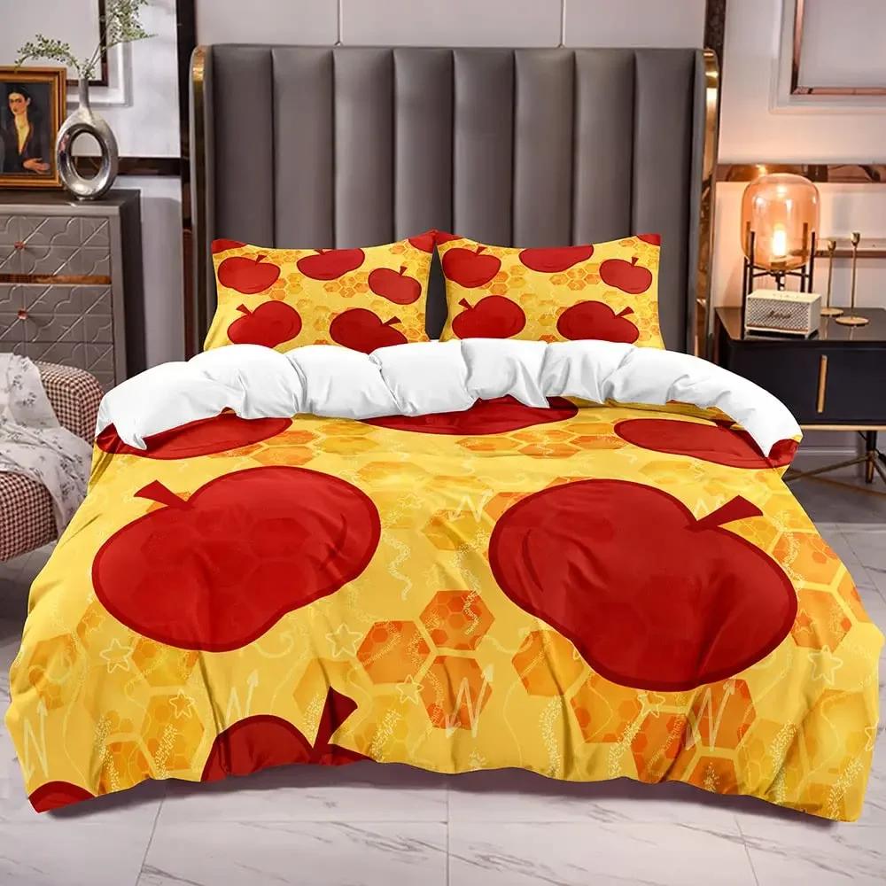 Comforter Red Apple King Queen Sweet Fruit Patterned Bedding Set For Kids Pink Plant Polyester Comforter