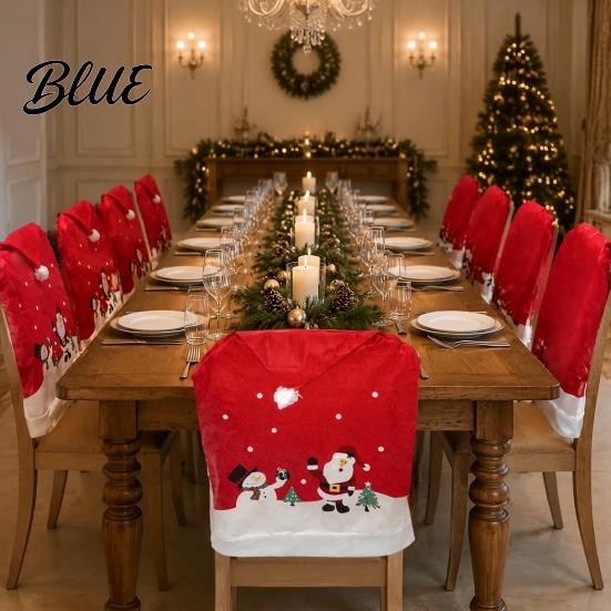 Washable Christmas Chair Slipcovers Santa Snowman Cover Festive Dining Seasonal Kitchen Accessories Slipcover Decorative Back Xmas Party Supplies