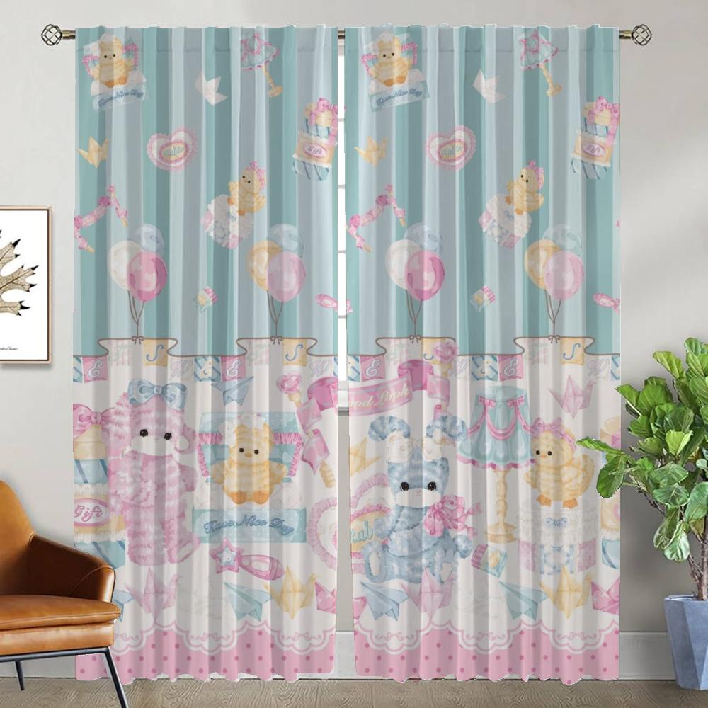 

Мягкие противомоскитные шторы в виде плюшевого мишки для гостиной, занавески на окна, украшения на Хэллоуин, шторы для кухни, 2 шт. W50xH70cmx2pcs-CL