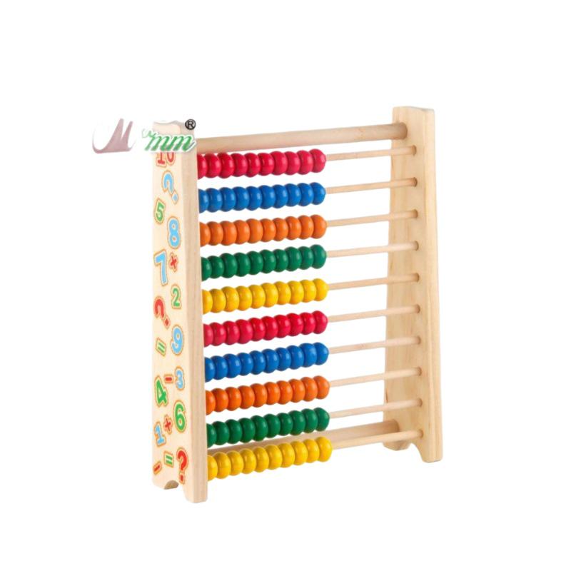 Colorful Wooden 10-Row Abacus for Children's Early Math Education