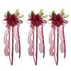 Ornement Floral pour Véhicule de Cérémonie avec Rubans de Roses Artificielles Longueurs pour Placement sur Miroir de Mariage et Accent de Voiture