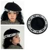 Lace Bows Cabbie Hat for Women Hat Dark Lace Vintage Cabbie Caps Unisex Headwear Autumn Winter Hat for Daily Wear