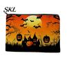 Spill-proof Zippered Travel Bag Halloween Storage Bag, with Pumpkin Ghost Print, Durable Canvas Castle Makeup Pouch Large Capacity Pouch, for