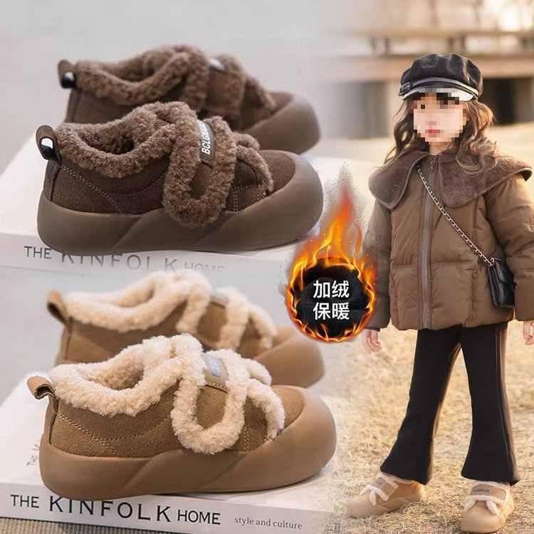 Baby girl snow boots 2025 winter new children's velvet cotton shoes children's toddler shoes girls soft-soled thermal shoes