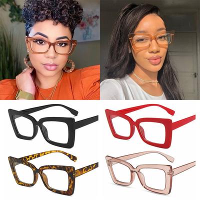 Square Frame Myopia Glasses Frame Cat Eye Glasses Anti Blue Light Computer Goggles Clear Glasses