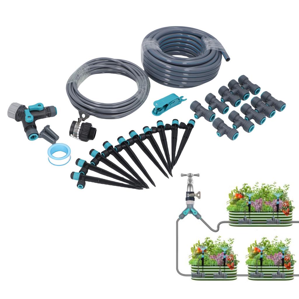 Drip Irrigation Kit 10m Hose Adjustable Spray Nozzle Plant Watering System for Lawn Garden Courtyard Greenhouse