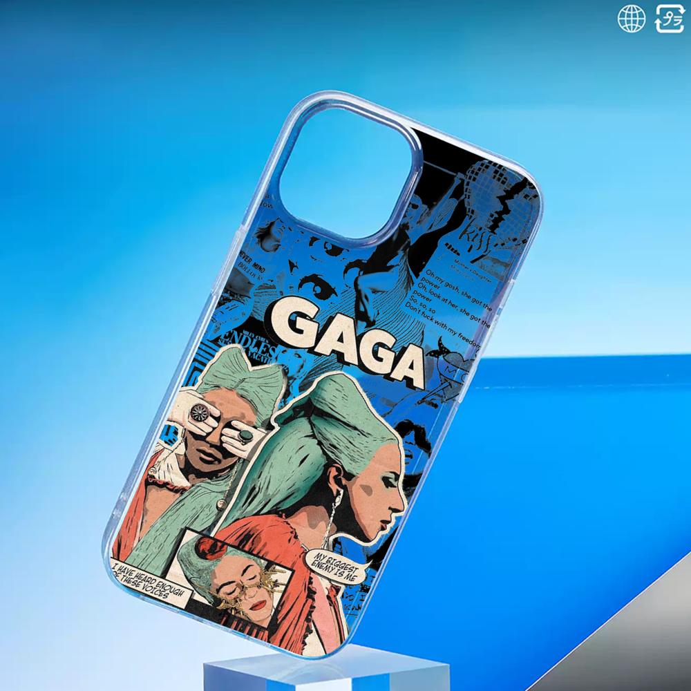 Hot singer Lady gaga mayhem poster Phone Case Laser gradient Transparent Phone Case For iPhone 17 16 15 14 13 12 Pro Max Plus