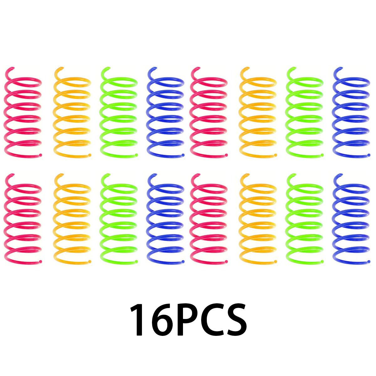 

16/80pcs Cat Springs Toy Plastic Colorful Cat Spiral Jumping Toy Pet Interactive Indoor for Kitten Hunting Swatting