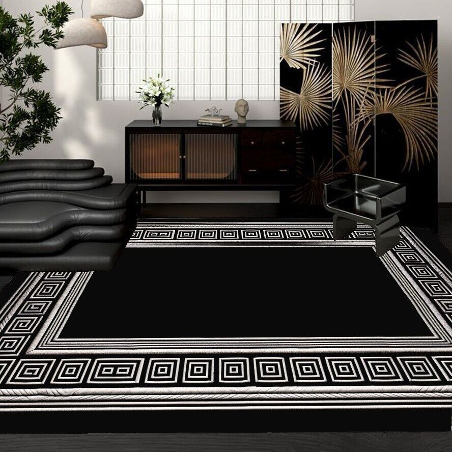 Post-modern Geometric Decorative Living Room Carpet Luxury Home Lounge Floor Mat Advanced Black Bedroom Decor Large Area Rug