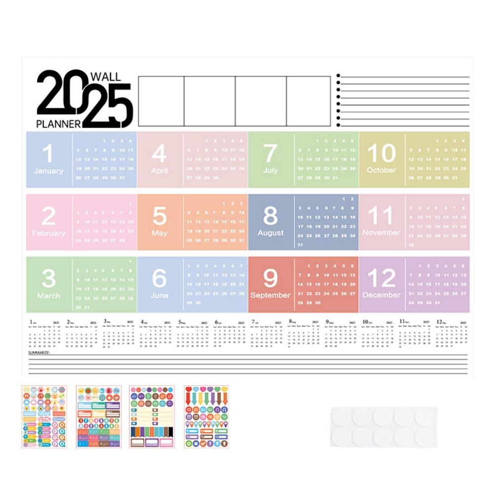Foldable 2025 Calendar Planner Sheet Plastic Schedule Organizer  For School Office