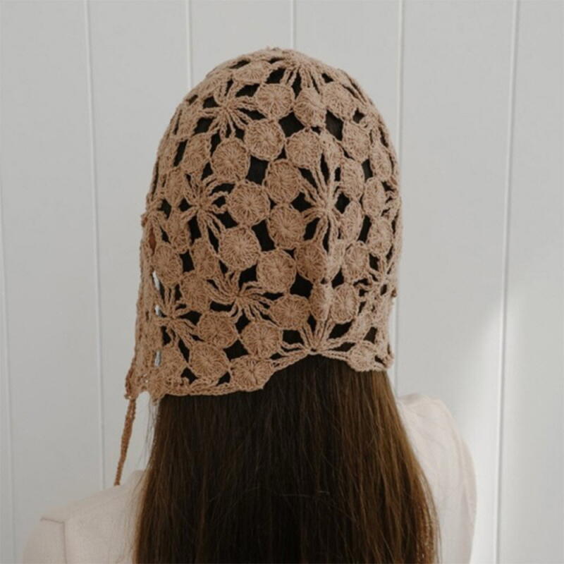 Women s Floral Knit Beanie Summer Travel Hat ivory