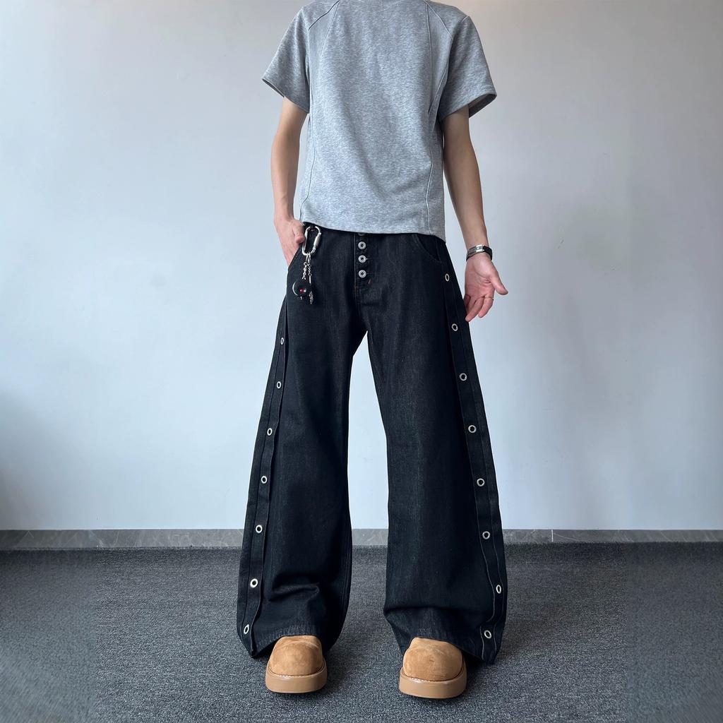 Pantaloni casual da uomo estivi jeans scimitarra a cinque bottoni stile strada americano pantaloni larghi larghi da uomo all'ingrosso