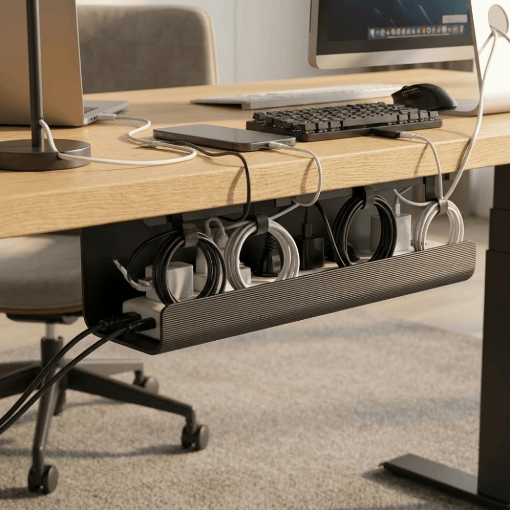 Adhesive Mount Under Desk Cable Management Tray PVC No Punch Cable Organizer Study Room