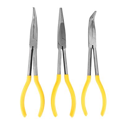 3 Stück Mechanikerzangen 11 Zoll lang 45 Grad 90 Grad Biegespitze Gerade Spitze Spitzzange Kohlenstoffstahl Zangen-Set