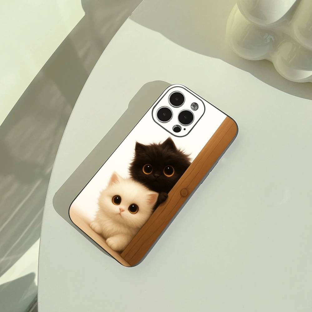 cartoon cats   Phone Case For iPhone 17,16,15,14,13,12,11 Pro Max,16Plus,XS  Soft Black Cover