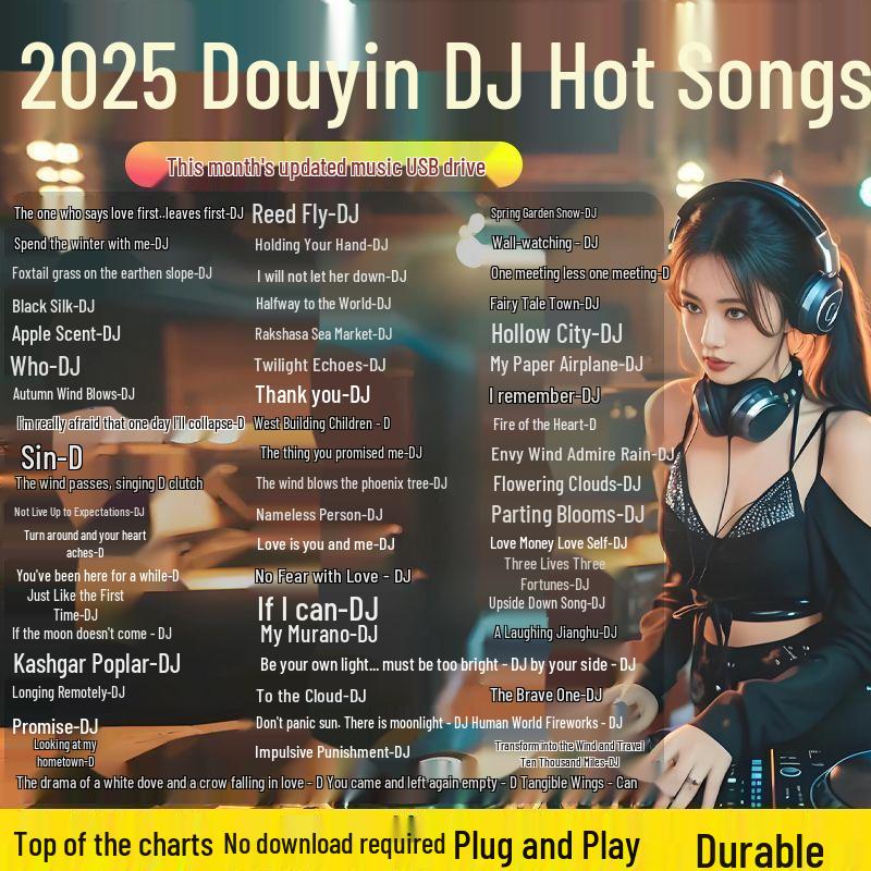 USB Flash Drive with Hit Songs: Ideal for Douyin, Kuaishou & DJ Music. Includes Speaker & Radio Audio.